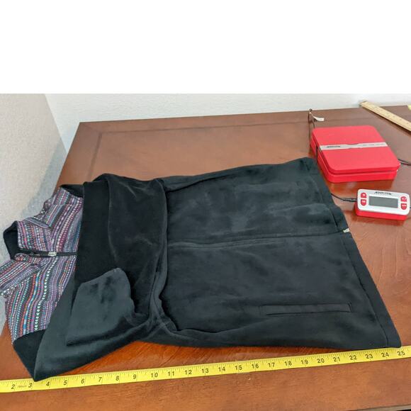 Fila Sport Faux Fur Fleece Jacket M Black Full Zip Tribal Boho Long Sleeve Layer - Picture 9 of 13